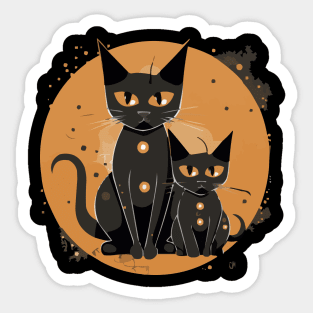 Modern Meows Atomic Age Black Kitschy Cats Sticker